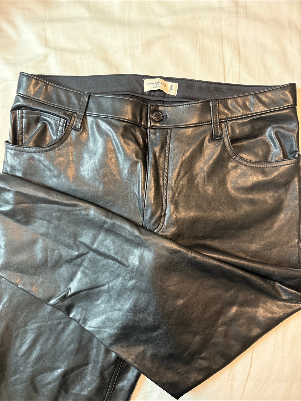 Abercrombie & Fitch Black Faux Leather Skinny Pants